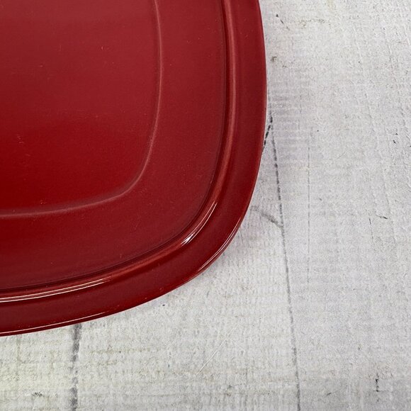 Home Trends CANOPY RED Cranberry Embossed Square Porcelain Salad Plates Set of 3 - Picture 12 of 14